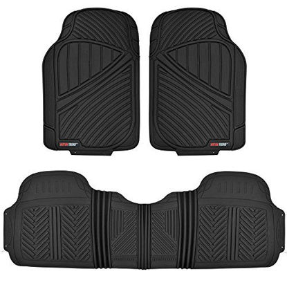 Picture of Motor Trend FlexTough Performance All Weather Rubber Car Floor Mats - 3 Piece Odorless Floor Mats for Cars Truck SUV, BPA-Free Automotive Floor Mats, Heavy-Duty Waterproof Liners (Black)