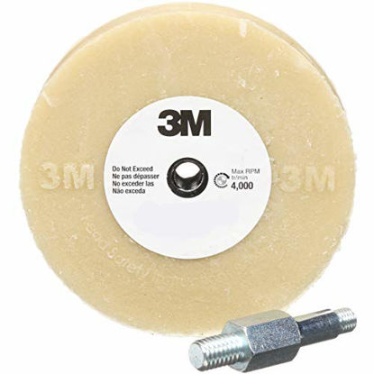 Picture of 3M Stripe Off Wheel Adhesive Remover Eraser Wheel Removes Decals, Stripes, Vinyl, Tapes and Graphics 4 diameter x 5/8 thick 3/8-16 threaded mandrel 07498 Pack of 1