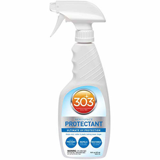 Picture of 303 Products (30308CSR) UV Protectant Spray for Vinyl, Plastic, Rubber, Fiberglass, Leather & More - Dust and Dirt Repellant - Non-Toxic, Matte Finish, 16 Fl. oz., White