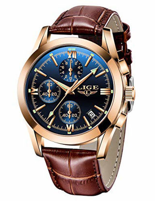Picture of Men Watches Business Casual Leather Quartz Analog Waterproof Watch Gents Luxury Brand LIGE Watch Sport Chronograph Blue Business Dress Wristwatch Men