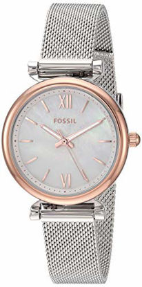 Picture of Fossil Women's Carlie Mini Quartz Mesh Three-Hand Watch, Color: Rose Gold/Silver (Model: ES4614)