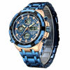 Picture of GOLDEN HOUR Luxury Stainless Steel Analog Digital Watches for Men Male Outdoor Sport Waterproof Big Heavy Wristwatch (Rose Gold Blue)