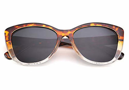 Picture of FEISEDY Polarized Vintage Sunglasses American Square Jackie O Cat Eye Sunglasses B2451 (T & Clear, 56)