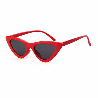 Picture of Gifiore Retro Vintage Cat Eye Sunglasses for Women Clout Goggles Plastic Frame Glasses (Red(polarized), 51)