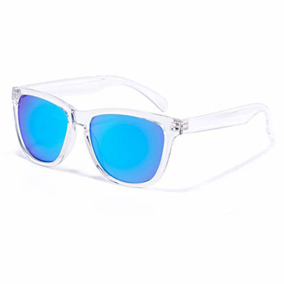 Picture of Women Sunglasses Vintage Squre Frame Crystal Color UV400 Lens UVA/UVB Protection Fit for Outdoor,Ski Vacation (Crystal, Ice Blue)