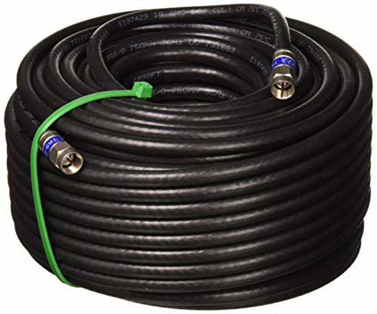 Picture of 100ft Weather Seal Quad Shield Outdoor 3GHZ RG-6 Coaxial Cable 75 Ohm (Satellite TV or Broadband Internet) Anti Corrosion Brass Connector RG6 Fittings Assembled in USA by PHAT Satellite INTL