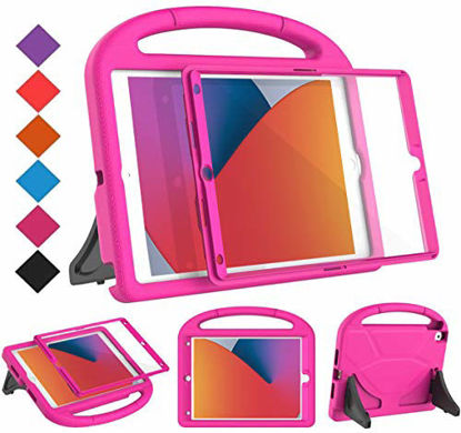 Picture of BMOUO New iPad 10.2 Case 2020/2019- iPad 8th/7th Generation Case with Built-in Screen Protector, Shockproof Light Weight Handle Stand Kids Case for iPad 10.2" 2019/2020 Latest Model - Rose