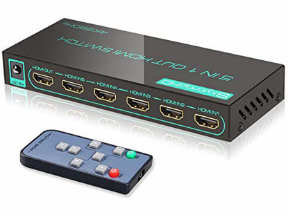 Picture of (Upgraded) 4K@60Hz HDMI Switch 5-Port HDMI 2.0 Switcher with Remote Support Auto Switch, HDR10, Dolby Vision, Dolby Atmos, 18Gbps, CEC