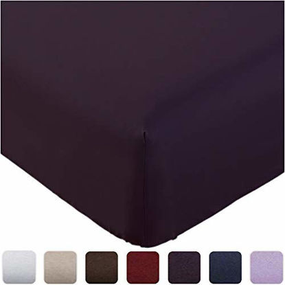 Picture of Mellanni Fitted Sheet Queen Purple - Brushed Microfiber 1800 Bedding - Wrinkle, Fade, Stain Resistant - Deep Pocket - 1 Single Fitted Sheet Only (Queen, Purple)