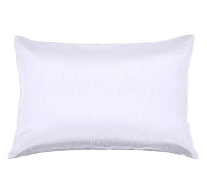 Picture of Aiking Home Solid Faux Silk Decorative Pillow Cover, Zipper Closure, 12 by 18 Inches, Pure White