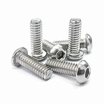 Picture of 1/4-20 x 1-1/2" Button Head Socket Cap Bolts Screws, 304 Stainless Steel 18-8, Allen Hex Drive, Bright Finish, Fully Machine Thread, Pack of 50