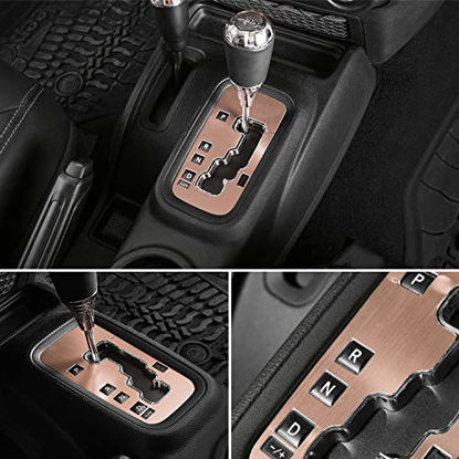 Picture of E-cowlboy Trim Gear Frame Cover Gear Shift Box Cover for Jeep Wrangler 2012~2018 Aluminum Inner Accessories Custom Fit - All Weather Protection (Golden)