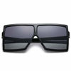 Picture of GRFISIA Square Oversized Sunglasses for Women Men Flat Top Fashion Shades (Black Frame- Black Silver Lens, 2.56)