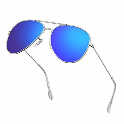 Picture of Polarized Aviator Sunglasses for Men Metal Mens Sunglasses Driving Unisex Classic Sun Glasses for Men/Women Dark Blue
