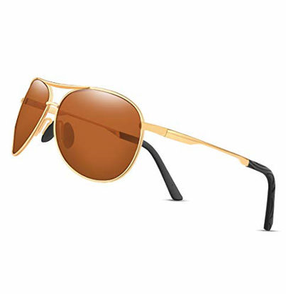 Picture of Polarized Aviator Sunglasses for Men and Women-100 UV Protection Mirrored Lens -Metal Frame with Spring Hinges