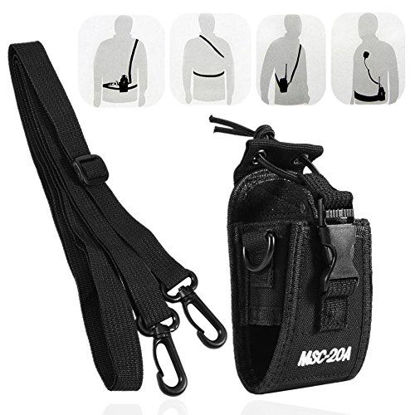 Picture of Zerone Universal Walkie Talkie Nylon Belt Case Bag with Adjustable Shoulder Strap Two Way Radio Holder Holster Case MSC-20A for Kenwood/Motorola/ HYT Two-Way Radio