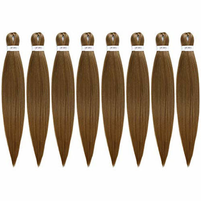 Picture of 22"-8 packs/lot Pre-stretched Braiding Hair Extensions Yaki Texture Synthetic Hot Water Setting Itch-free Twist Braid Hair（22", 27)