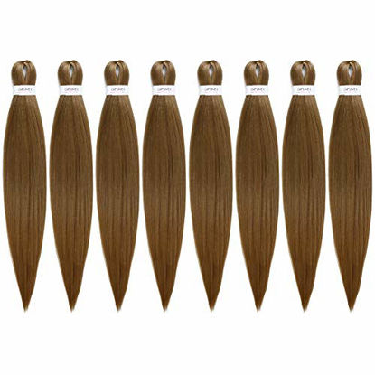 Picture of 22"-8 packs/lot Pre-stretched Braiding Hair Extensions Yaki Texture Synthetic Hot Water Setting Itch-free Twist Braid Hair（22", 27)