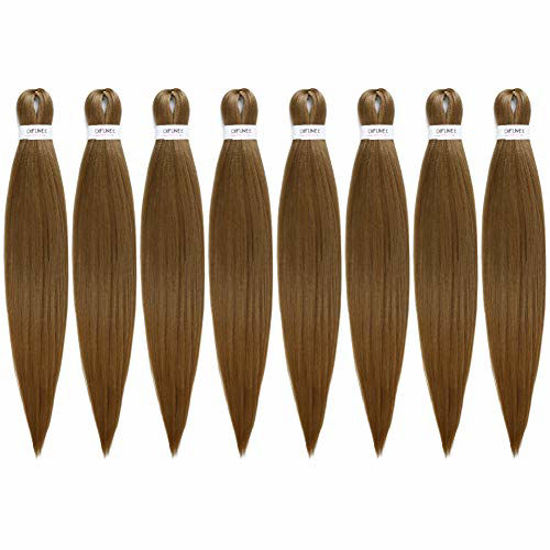 Picture of 22"-8 packs/lot Pre-stretched Braiding Hair Extensions Yaki Texture Synthetic Hot Water Setting Itch-free Twist Braid Hair（22", 27)
