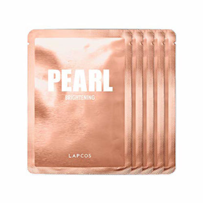 Picture of LAPCOS Pearl Sheet Mask, Daily Face Mask with Probiotics to Brighten and Clarify Skin, Korean Beauty Favorite, 5-Pack