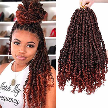 Picture of 8 Packs Pre-twisted Passion Twist Hair for Crochet 18 Inch Pre-looped Passion Twists Crochet Hair Extension Pretwisted Synthetic Crochet Braids (12strands/pack, T1B/350#)