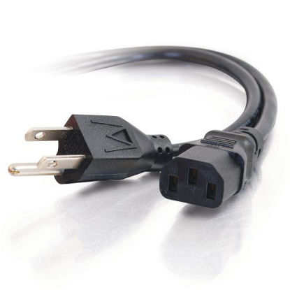 Picture of C2G Power Cord, Replacement Power Cable, 3 Pin Connector, Universal Power Cord, 5-15P to C13, 18 AWG, Black, 3 Feet (4.57 Meters), Cables to Go 03129