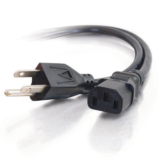 Picture of C2G Power Cord, Replacement Power Cable, 3 Pin Connector, Universal Power Cord, 5-15P to C13, 18 AWG, Black, 3 Feet (4.57 Meters), Cables to Go 03129