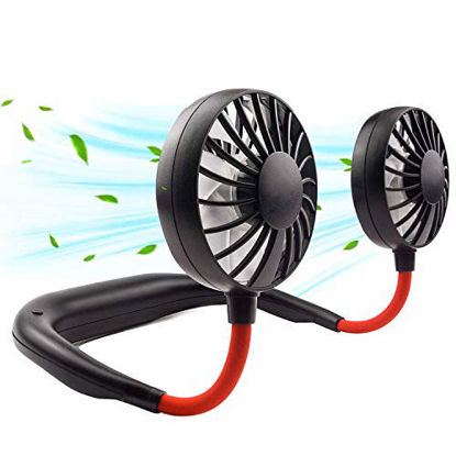Picture of Portable Neck Fan, Hand Free Personal Hanging Neck Sports Fan USB Rechargeable (3 Speed Adjustable) Wearable Cooling Head Fan,360 Degree Free Rotation for Traveling, Sports, Office, Reading
