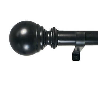 Picture of Decopolitan Ball Single Telescoping Drapery Rod Set, Long, Black, 72 to 144-Inch