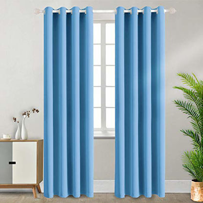 Picture of BGment Blackout Curtains for Bedroom - Grommet Thermal Insulated Room Darkening Curtains for Living Room, Set of 2 Panels (52 x 95 Inch, Sky Blue)