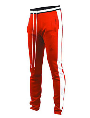 Picture of SCREENSHOTBRAND-S41700 Mens Hip Hop Premium Slim Fit Track Pants - Athletic Jogger Bottom with Side Taping-Red-Large