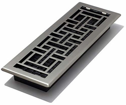 Picture of Decor Grates AJH414-NKL 4-Inch by 14-Inch Oriental Floor Register, Brushed Nickel