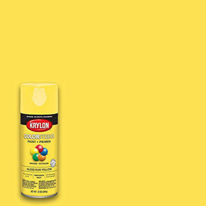 Picture of Krylon K05541007 COLORmaxx Spray Paint and Primer for Indoor/Outdoor Use, Gloss Sun Yellow