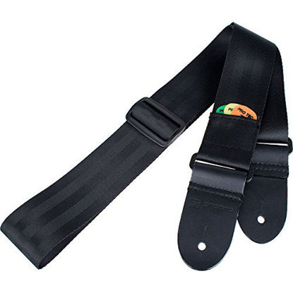 Picture of Pro Tec GSS1 Seatbelt Guitar Strap with Thick Leather Ends and Pick Pocket