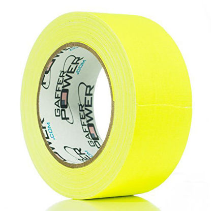 Picture of REAL Professional Grade Gaffer Tape By Gaffer Power, Made in the USA, YELLOW FLUORESCENT 2 Inches by 30 Yards, UV Blacklight Reactive Fluorescent Heavy Duty Gaffers Tape, Non-Reflective, Multipurpose.