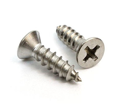 Picture of #8 X 3/8'' Stainless Flat Head Phillips Wood Screw, (100 pc), 18-8 (304) Stainless Steel Screws by Bolt Dropper