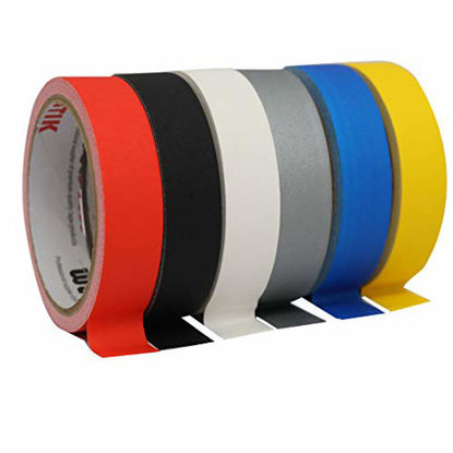 Picture of WELSTIK Professional Grade Colorful Gaffer Tape 6 Pack-1" x 10yds, Heavy Duty Non-Reflective Finish Gaff Tape, Multipurpose, No Residue, Non-Reflective, Easy Tear