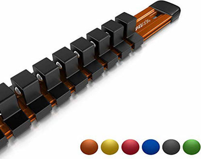 Picture of Olsa Tools 1/2-Inch Drive Aluminum Socket Organizer | Premium Quality Socket Holder (Orange)