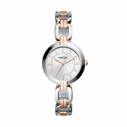 Picture of Fossil Women's Kerrigan Quartz Stainless Three-Hand Watch, Color: Two-Tone (Silver/Rose Gold) (Model: BQ3341)
