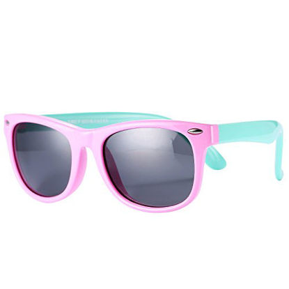 Picture of Pro Acme TPEE Rubber Flexible Kids Polarized Sunglasses for Baby and Children Age 3-10 (Pink Green/48)