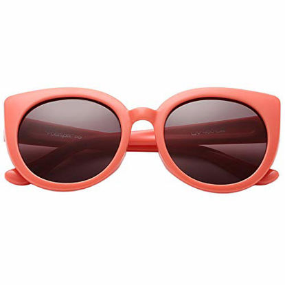 Picture of Polarspex Girls Elastic Cateye Toddler Polarized Kids Sunglasses - Ages 3-7 (Ocean Coral |Ash Smoke)