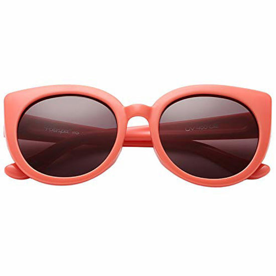 Picture of Polarspex Girls Elastic Cateye Toddler Polarized Kids Sunglasses - Ages 3-7 (Ocean Coral |Ash Smoke)