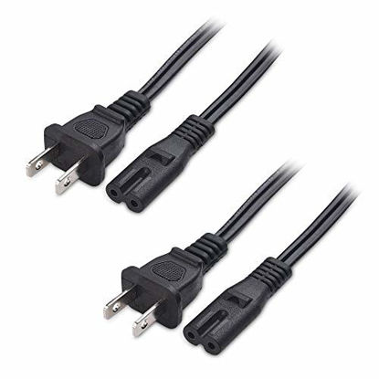 Picture of Cable Matters 2-Pack Non-Polarized 2 Slot Power Cord (2 Slot Power Cable) 6 Feet (NEMA 1-15P to IEC C7)