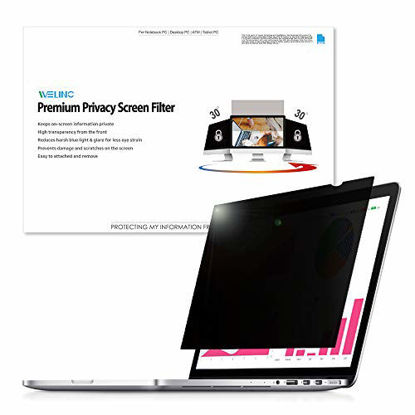 Picture of WELINC 20.0 Inch - 16:9 Aspect Ratio - Computer Privacy Screen Filter for Widescreen Monitor - Anti-Glare - Anti-Scratch Protector Film - Protects Your Eyes from Harmful Glare and Blue Light