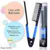 Picture of Herstyler Styling Comb For Hair - Straightener Comb For Great Tresses - Straightening Comb With A Grip - Flat Iron Comb For Knotty Hair - Flat Iron Brush For Unkempt Hair - Get wooed (Blue)