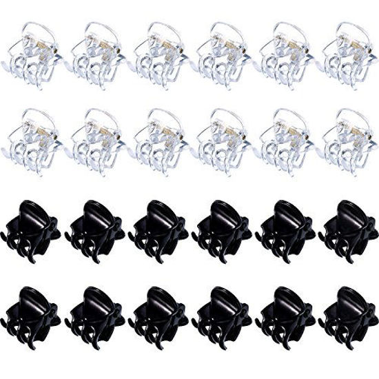 Picture of Mini Hair Clips Plastic Hair Claws Pins Clamps for Girls and Women (24 Pieces, Black and Clear)