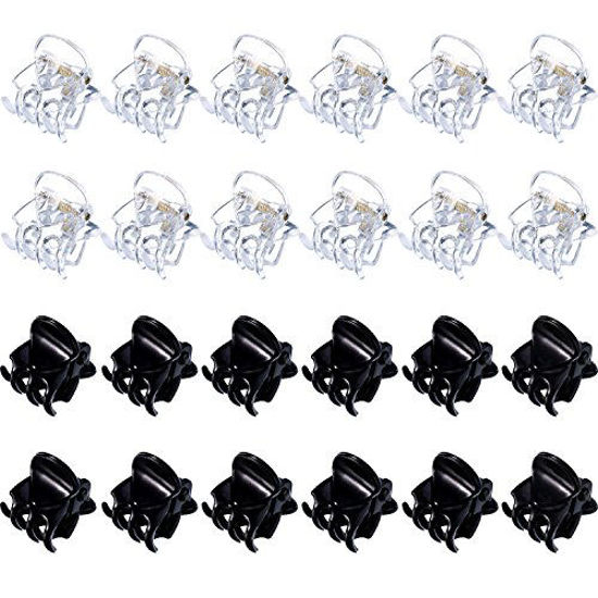 Picture of Mini Hair Clips Plastic Hair Claws Pins Clamps for Girls and Women (24 Pieces, Black and Clear)