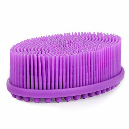 Picture of Heeta Body Brush for Wet and Dry Brushing, Silicone Bath Brush for Gentle Exfoliating on Softer, Glowing Skin, Gentle Massage with Bath and Body Brush to Improve Your Blood Circulation (Purple)