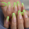 Picture of CoolNail Super Long Glossy Nude Pink Green French Smile Line Tips Shiny Ballerina Fake Art Nails Coffin Salon False Nails