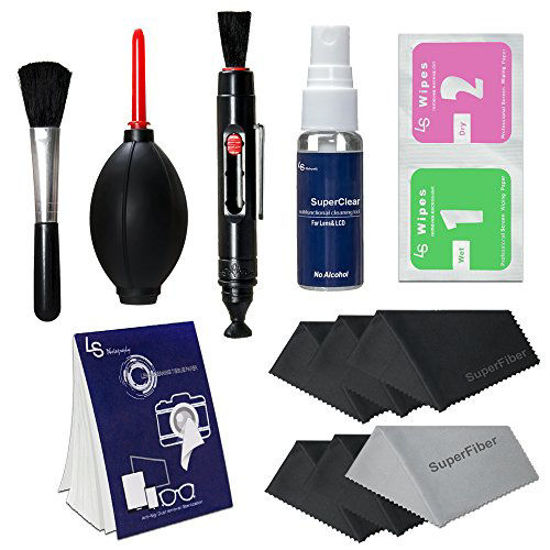 LGG109 LS Photography Photo Camera Lens Cleaning Pen Brush with 16 x 16 Gray SuperFiber Lens Cleaning Cloth 